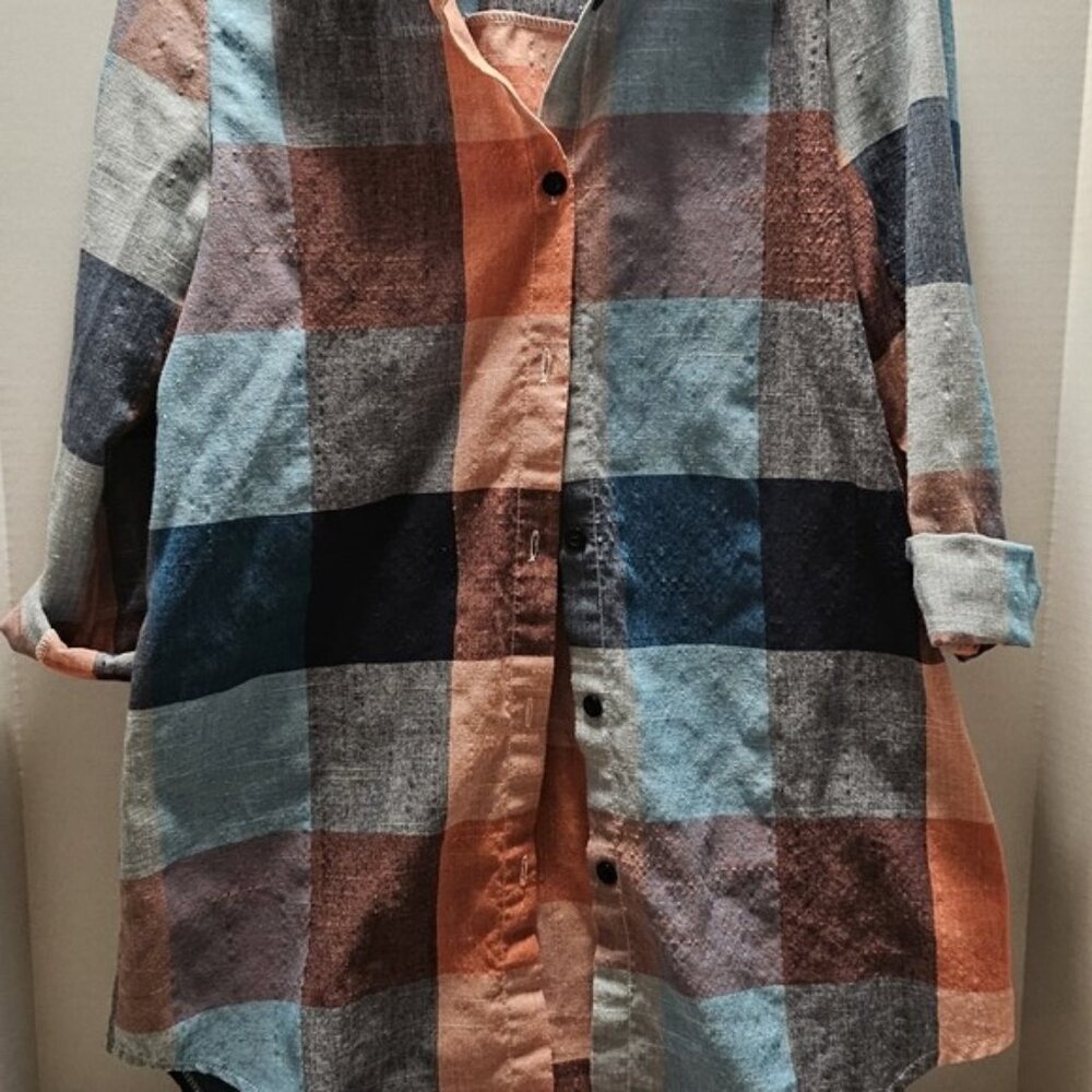 Multicolor Plaid Button-Up Tunic